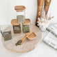 Square Glass & Bamboo Spice Jars