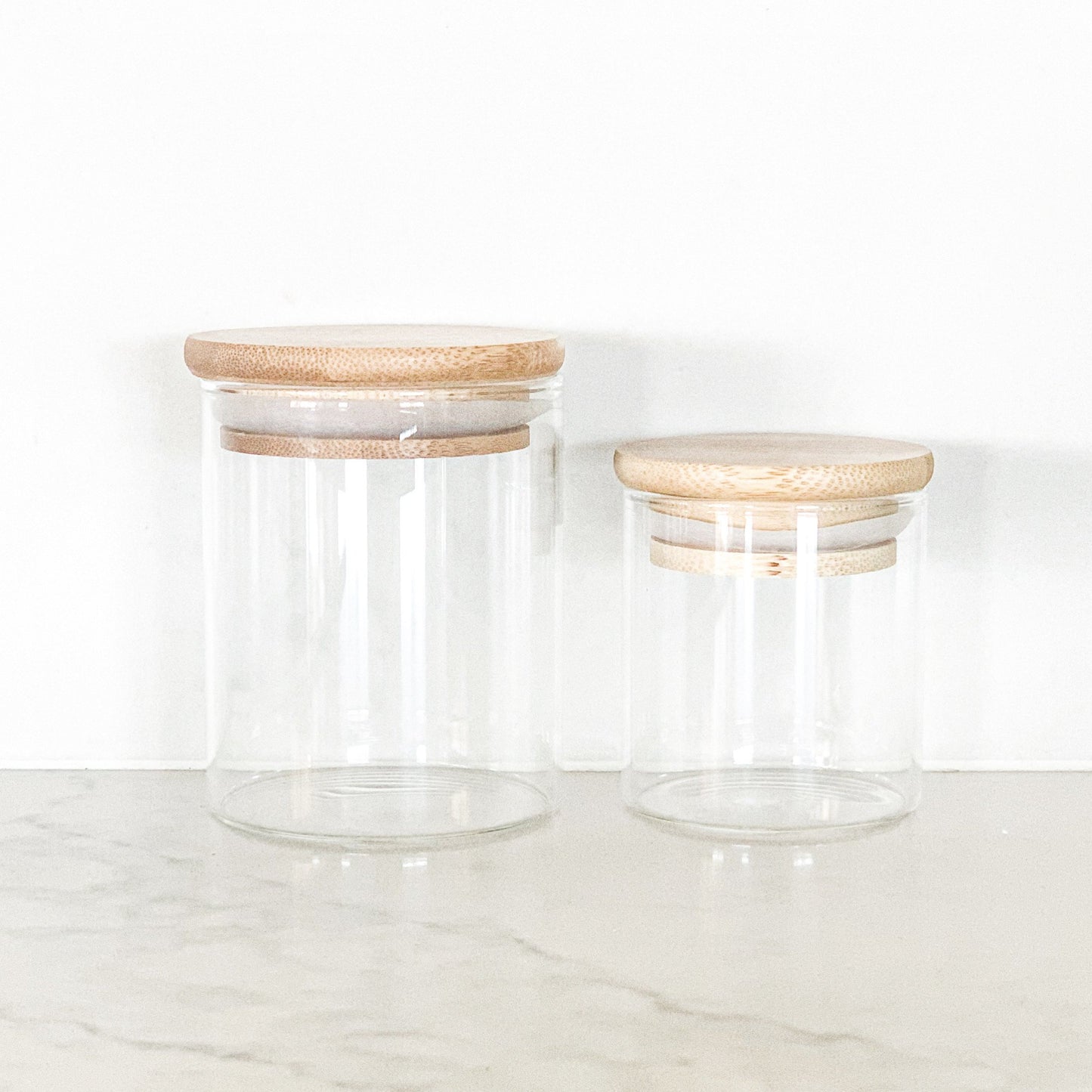 Round Glass & Bamboo Spice Jar Pack